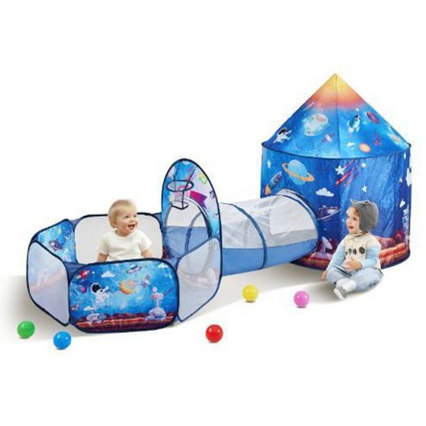 Portable Foldable 3 in 1 Kids Tent - Space & Planets Theme