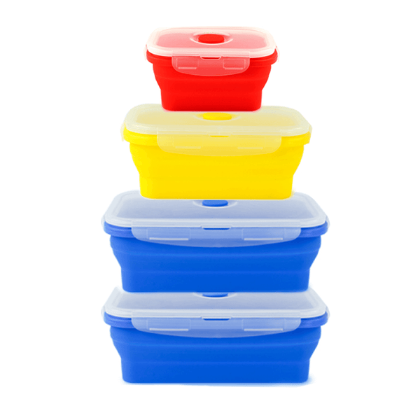 4-Piece Collapsible Silicone Bento Lunch Box Set