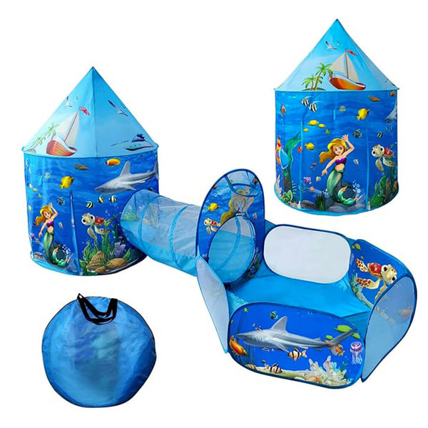 Portable Foldable 3 in 1 Kids Tent - Mermaid Theme