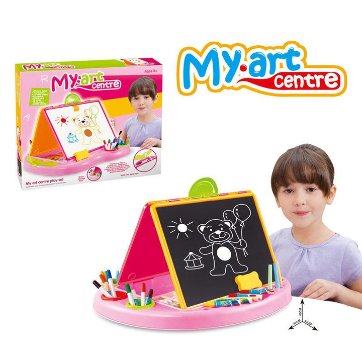 3-in-1 Kids Drawing Desk with Chalkboard, Whiteboard & A4 Paper