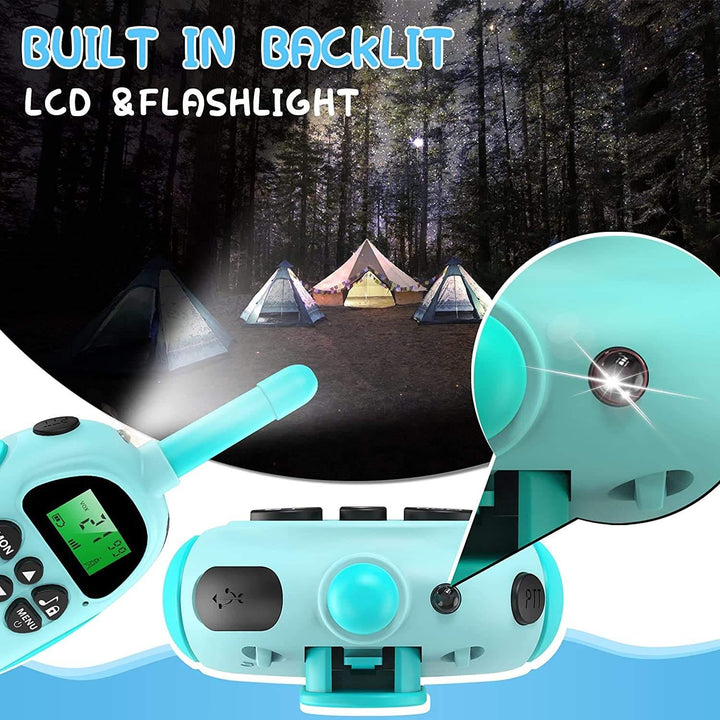 Kids Two-Way Walkie Talkie Set with Flashlight (Teal & Pink)