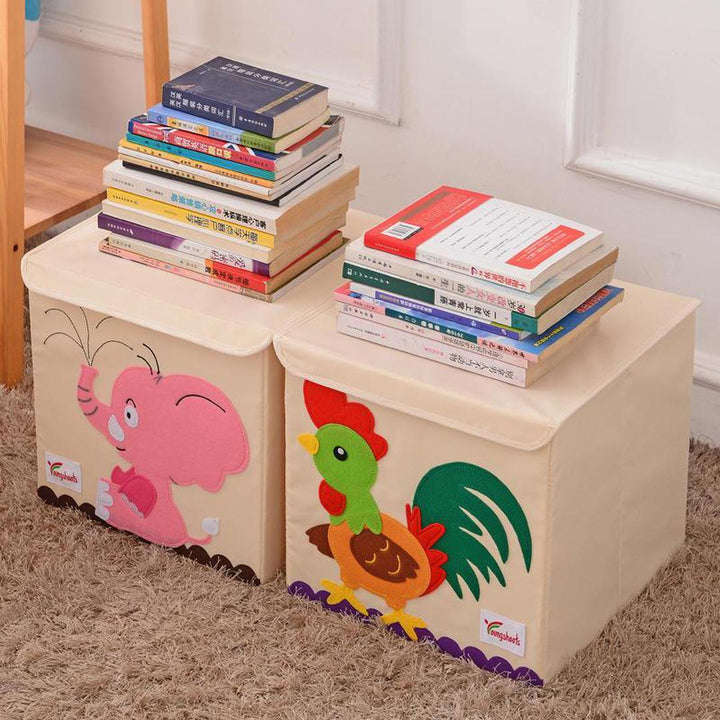Foldable Kids Cute Animal Fabric Storage Boxes With Lid