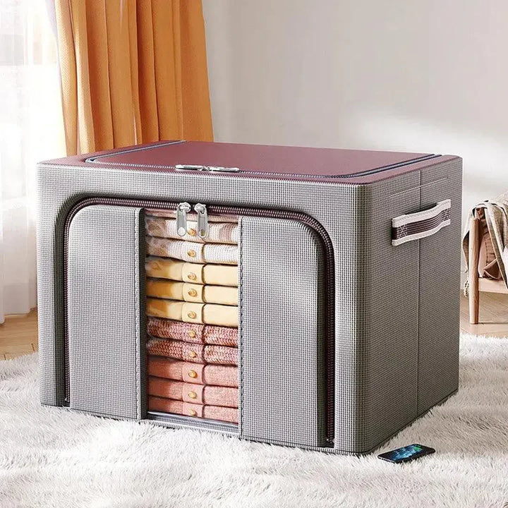 Clothes Foldable Storage Box Organizer - 66L (50 x 40 x 33 cm) Brown 66L(50*40*33cm)
