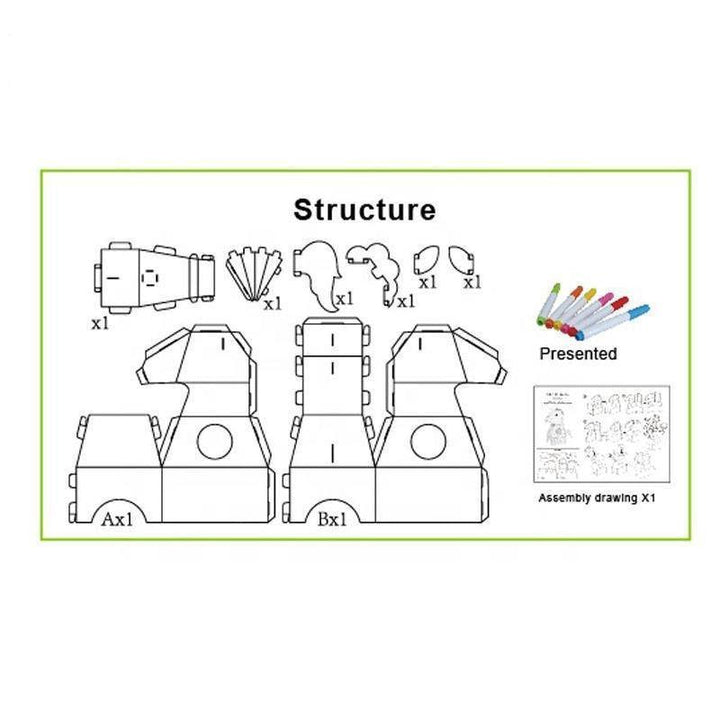 3D Wearable Cardboard Doodle Unicorn Coloring Set