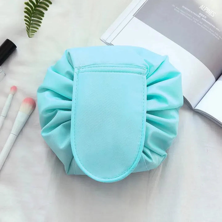 Lazy Drawstring Cosmetic Bag - Organize Effortlessly! Cyan