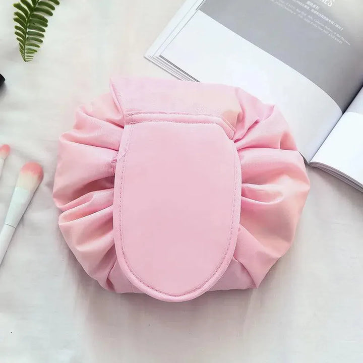 Lazy Drawstring Cosmetic Bag - Organize Effortlessly! Pink