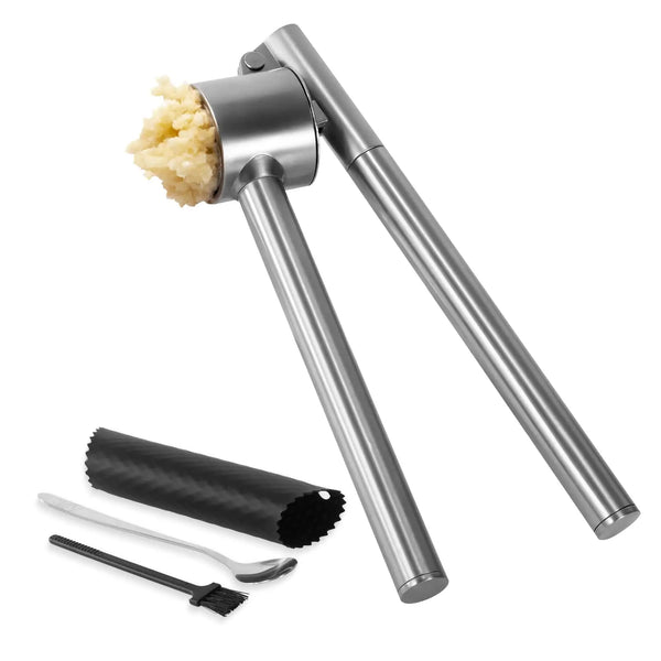 Stainless Steel Garlic Press and Peeler Set