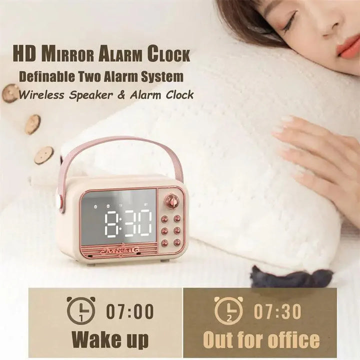 Portable mini Retro Speaker Alarm Clock