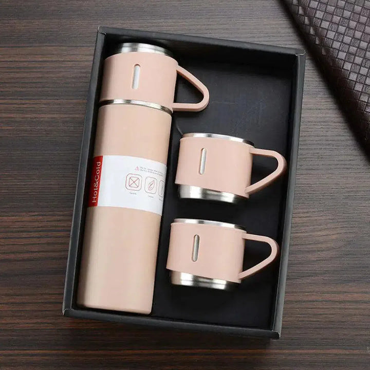 Set Coffee Travel Cup - 500ml Double Wall Vacuum Flask Pink