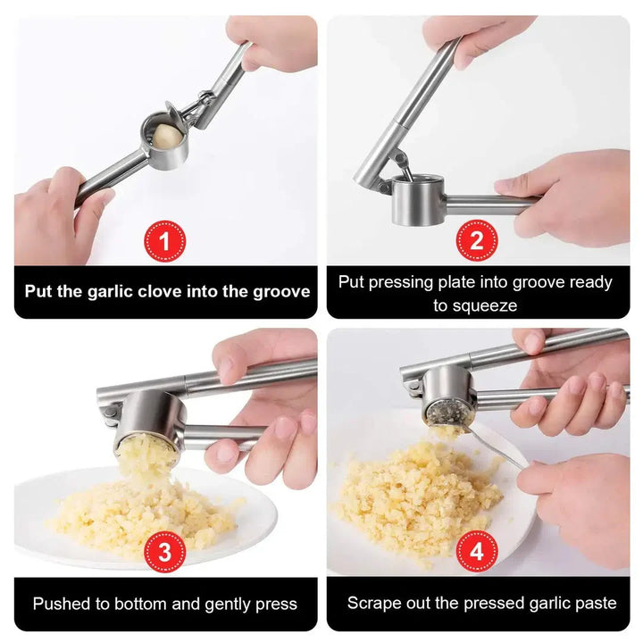 Stainless Steel Garlic Press and Peeler Set