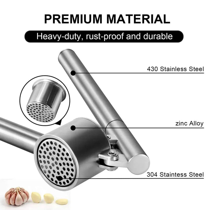 Stainless Steel Garlic Press and Peeler Set