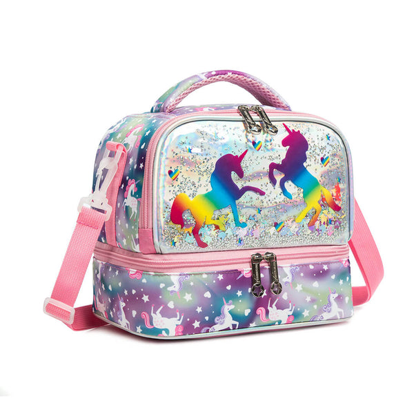 Unicorn Glitter 2-Layer Waterproof Lunch Bag