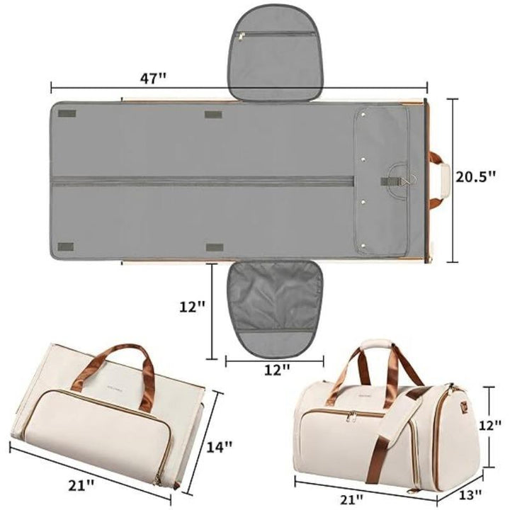 Convertible Waterproof Hanging Suit / Dress Travel Garment Bag & Backpack - Beige