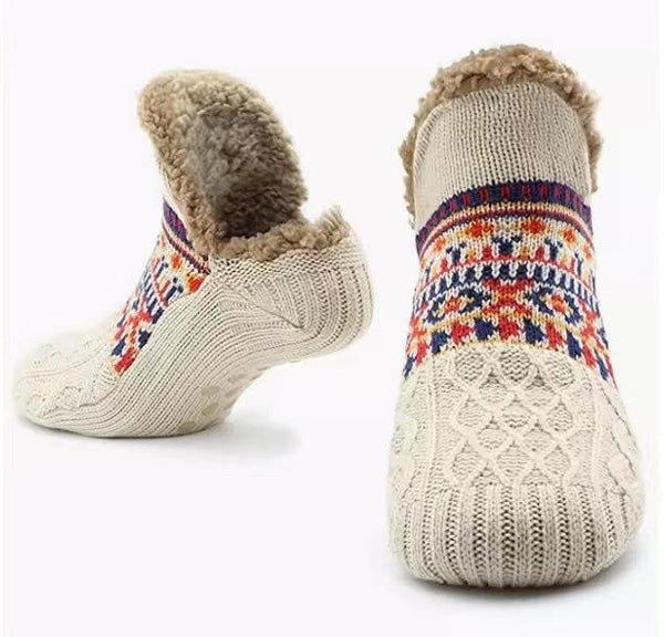 Thickened Fleece Slipper Boot Socks for Men & Women - Beige