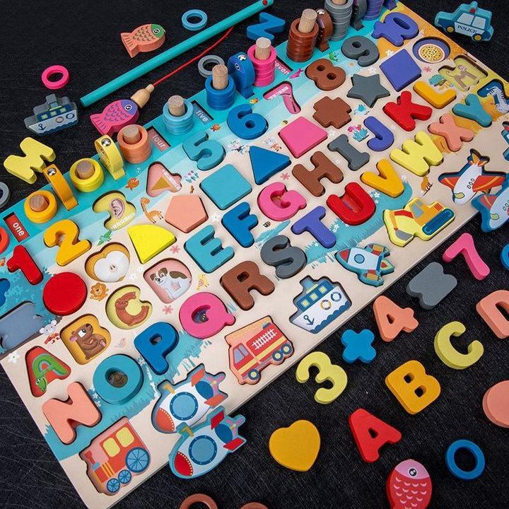 6-in-1 Wooden Educational Toddler Activity Board