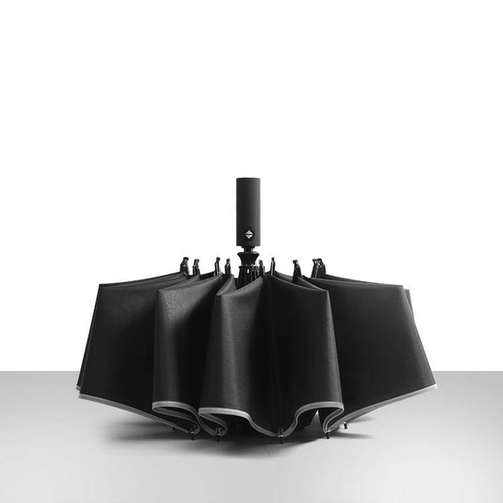 Automatic 3-Fold Inverted Umbrella with Built-In LED Light - Black