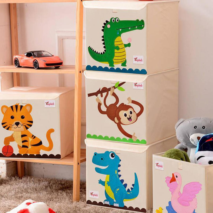 Foldable Kids Cute Animal Fabric Storage Boxes With Lid