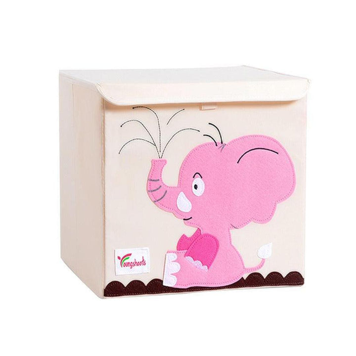 Foldable Kids Cute Animal Fabric Storage Boxes With Lid Elephant