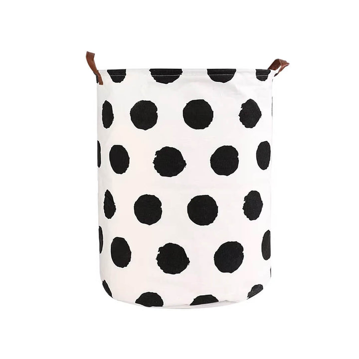 Waterproof Foldable Laundry Storage Hamper, black circles design