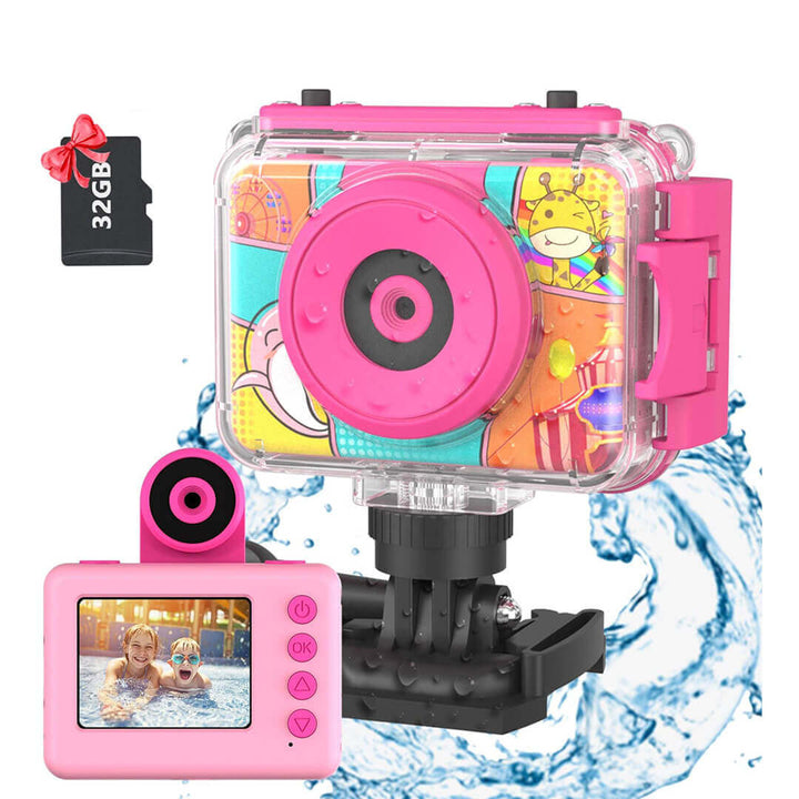 Waterproof Kids Action Camera for underwater photography Pink