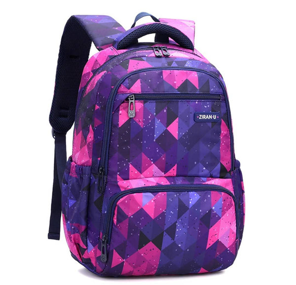 Geometric School Backpack Purple & Pink