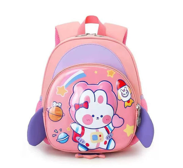 3D Cute Pink Rabbit Backpack for Preschool Girls