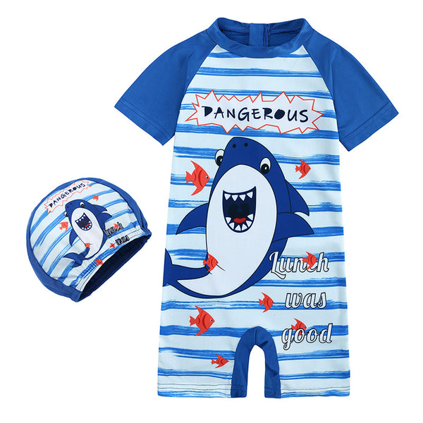 Toddler Boys Cute Shark Swimsuit with zipper closure 9 - 18 Months