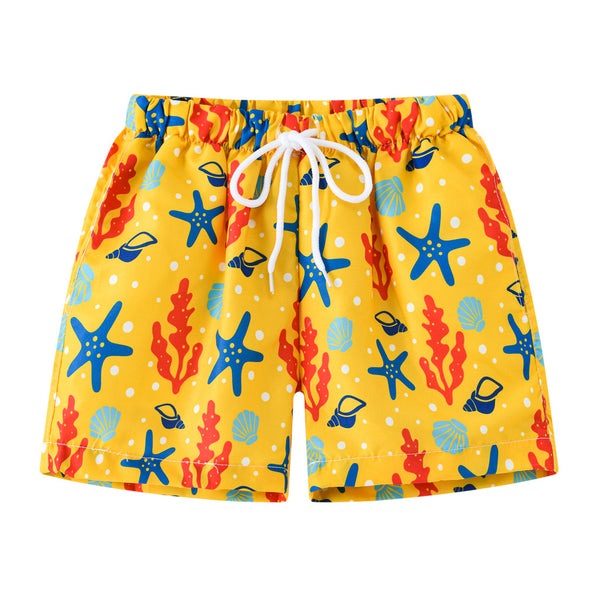 Sea Star Print Quick Dry Boys Swim Trunks