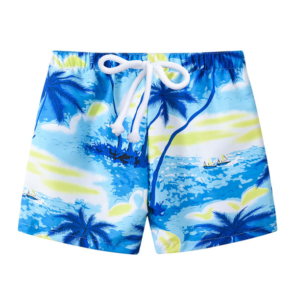 Tropical Trees Print Quick Dry Boys Swim Trunks