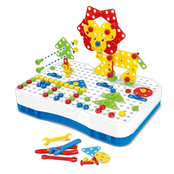 Portable 3D Construction Puzzle with Drill