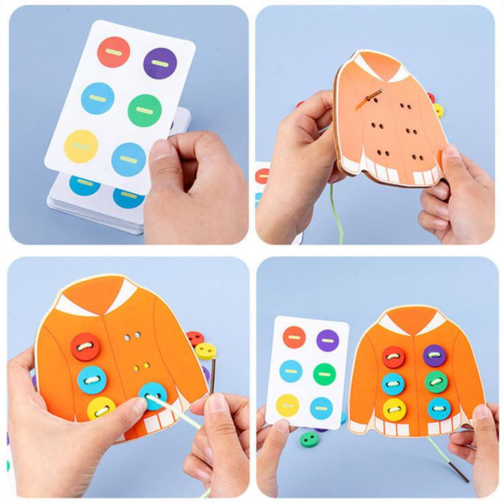 Kids Montessori Wooden Threading & Sewing Busy Board Game