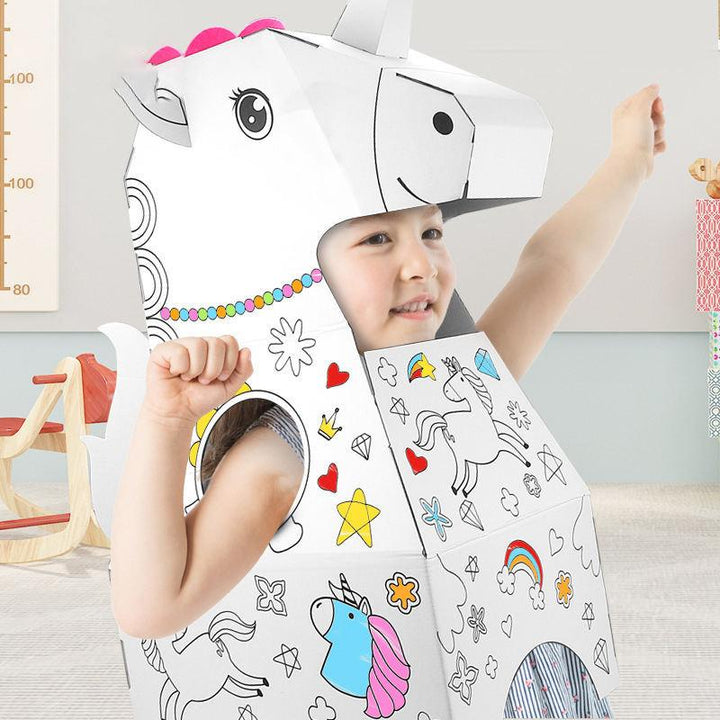 3D Wearable Cardboard Doodle Unicorn Coloring Set