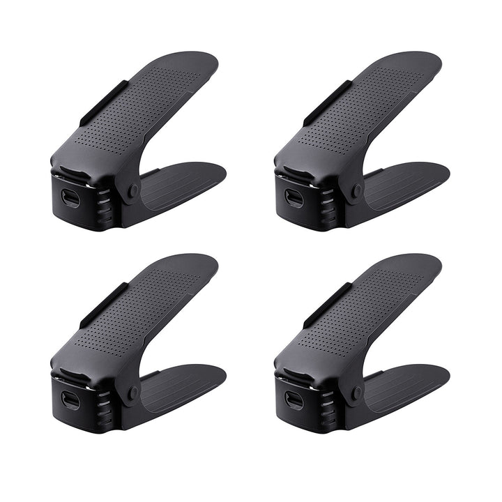 Adjustable Shoe Organizer for saving space - 4 Pieces set Black