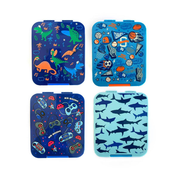 Colorful 4-Compartment Themed Lunch Boxes for Boys - BPA Free