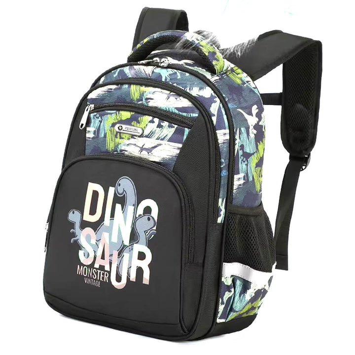 Lightweight Army green dinosaur backpack for grade 1 to 4