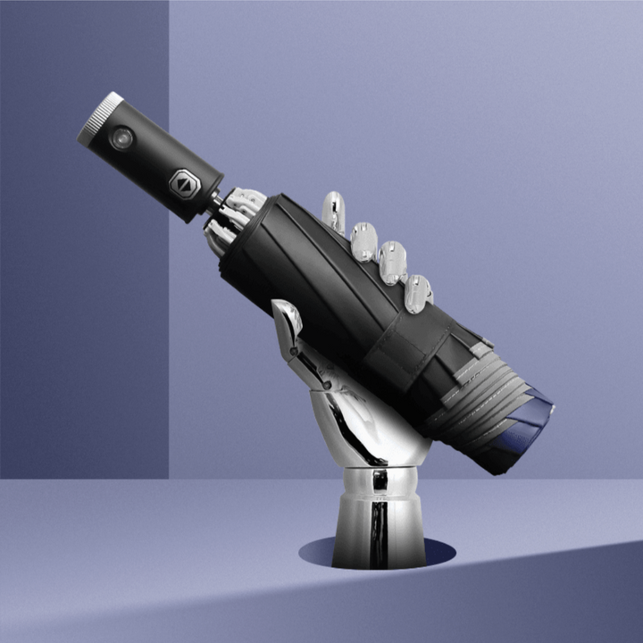 Automatic 3-Fold Inverted Umbrella with Built-In LED Light - Navy