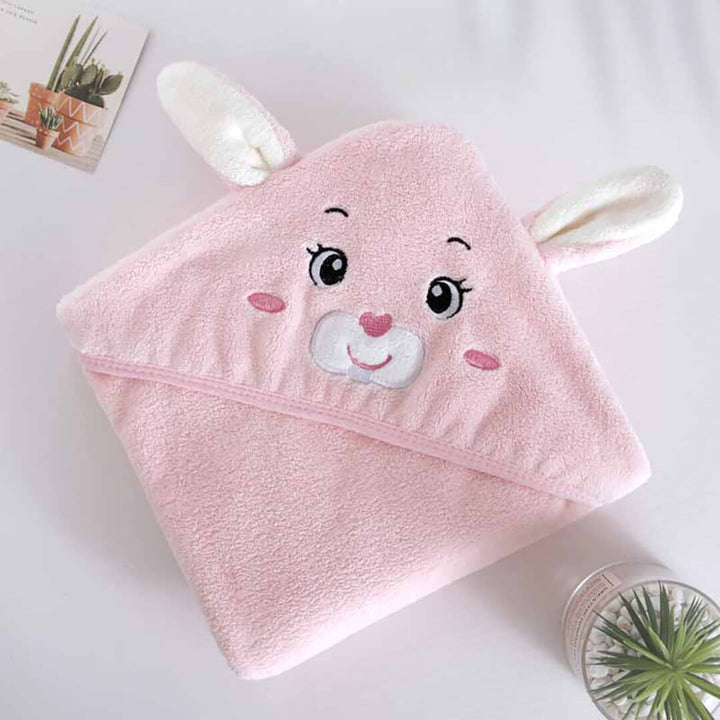 Fleece Baby Hooded Towel Blanket (Rabbit, Panda, Koala, Penguin) Pink Rabbit