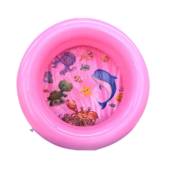 2-layer inflatable baby pool in pink with interior sea design, 70 cm
