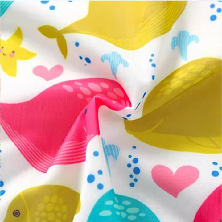Toddler Girls Cute Fishes Swimsuit with Headband (9-18 months)