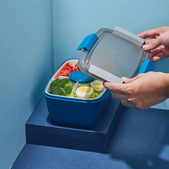 Blue Leak‑proof lunch box with silicone seal and latch