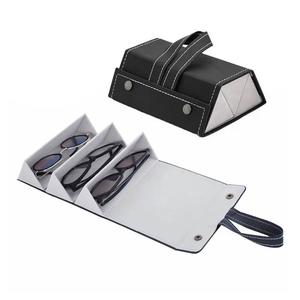 Portable Sunglasses Case – 3 Compartments for Travel