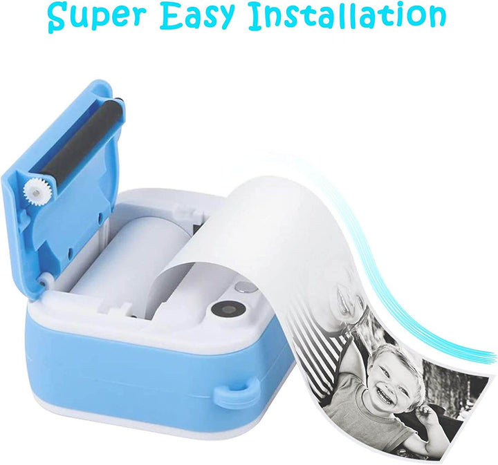 Instant Print Camera + 6 Rolls & 32GB SD Card - Blue Dino