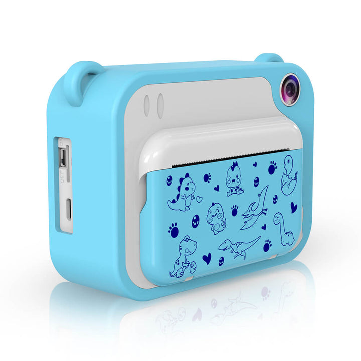 Instant Print Camera + 6 Rolls & 32GB SD Card - Blue Dino