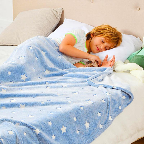 Blue Star Glow-in-the-Dark Plush Blanket - 1.5 x 2 m