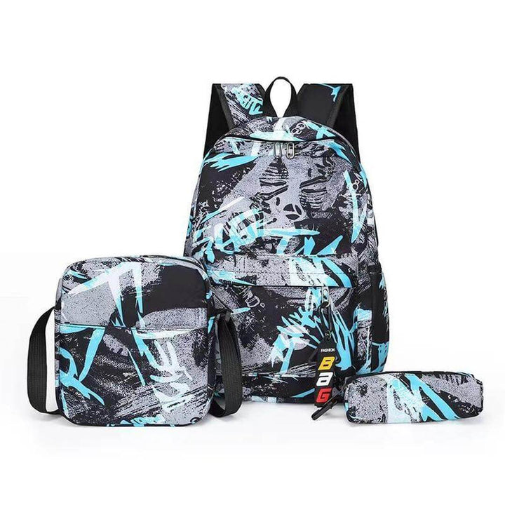 Blue Wash Backpack Set (3 Pieces) – For Elementary to High School