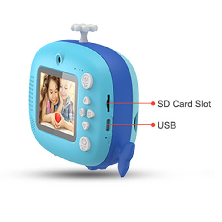 Blue Whale Instant Print Camera – 32GB & 6 Rolls Ink-Free