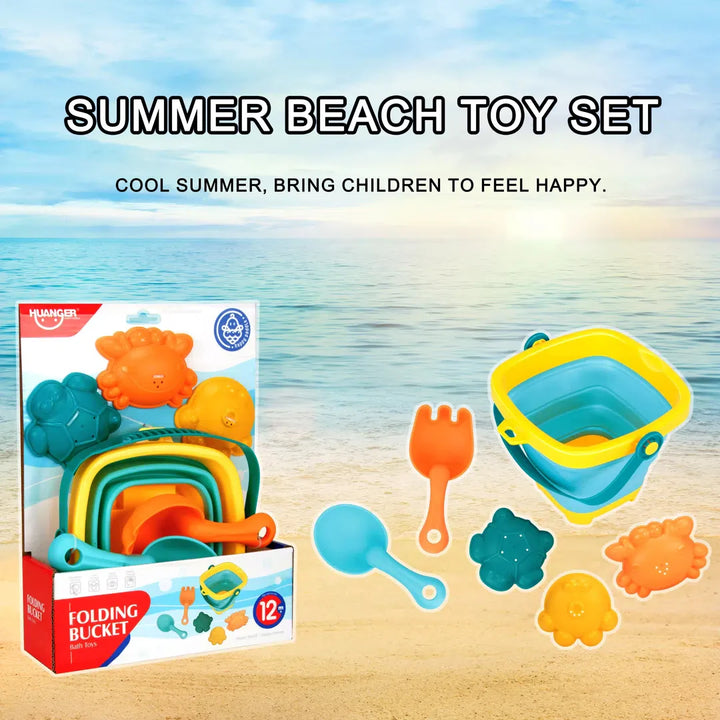 Foldable Bucket Set with Sand Molds 0-4 Years