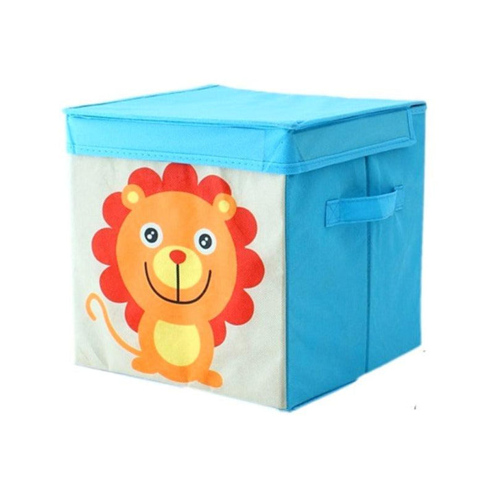 Cute Zoo Collapsible Fabric Toy Storage Organizer (25 x 25 cm) Blue Lion 25 x 25 cm