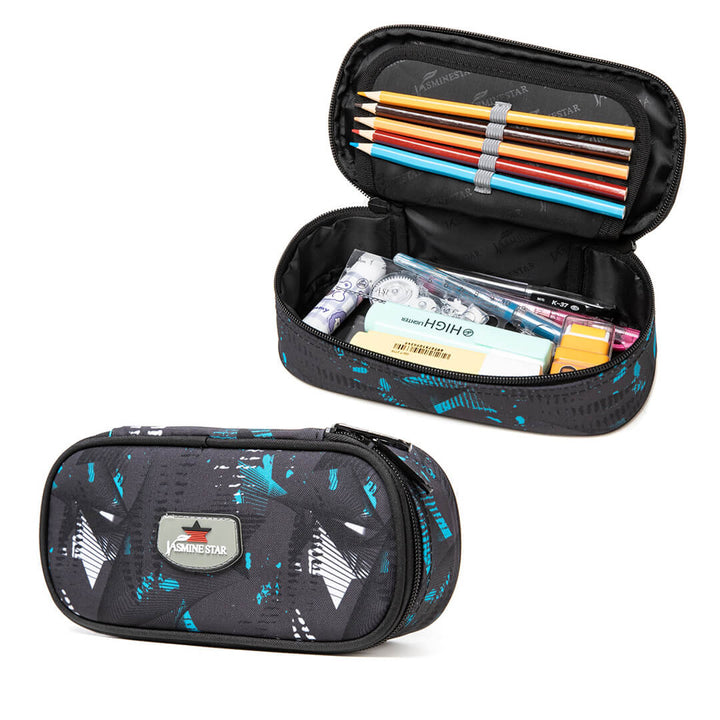 School Abstract black pencil pouch for boys, large capacity