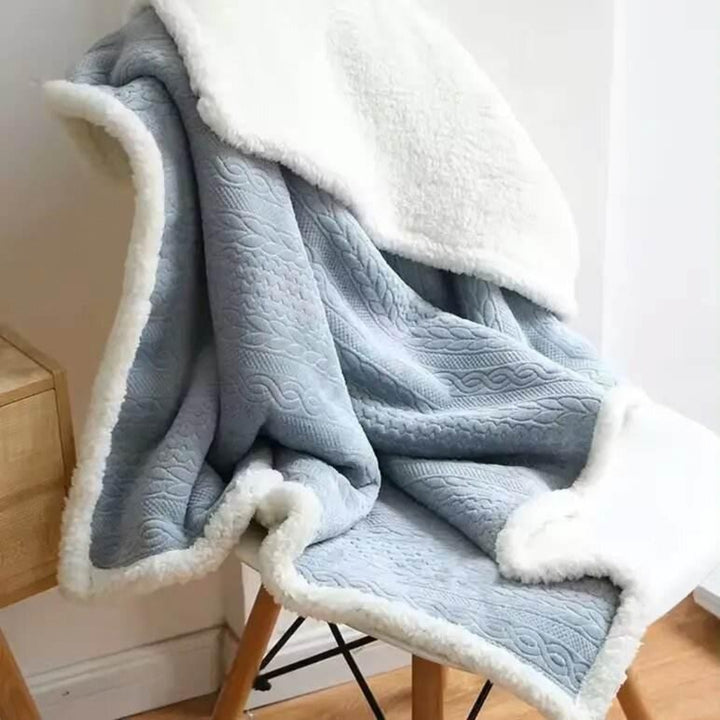 Buttoned Wearable Blanket Scarf - Blue - 130 x 80 cm